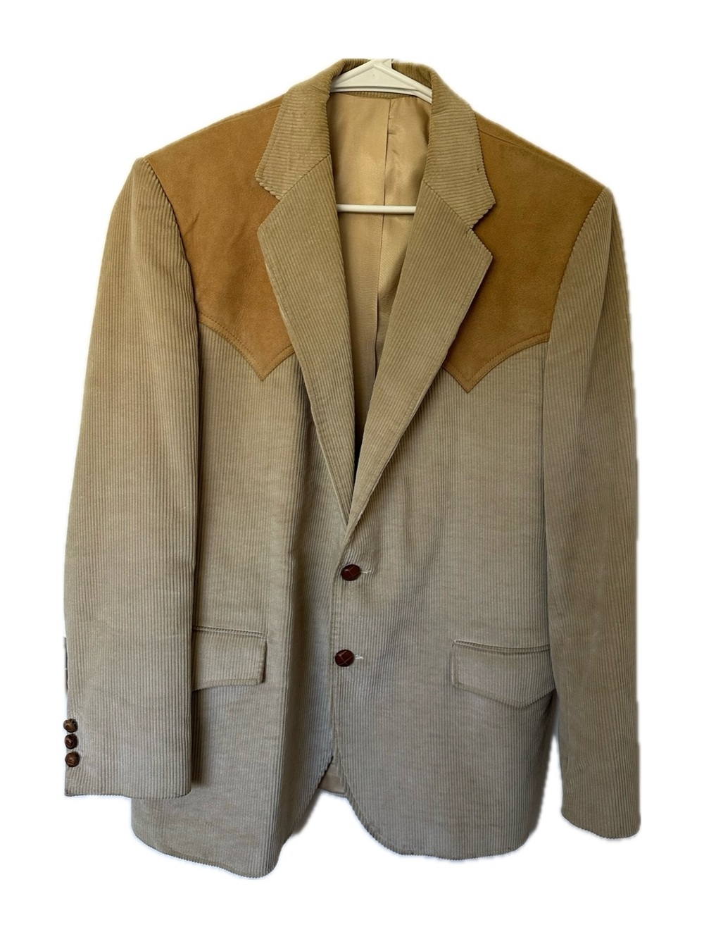 Men's Two-Tone Tan Corduroy Western Blazer